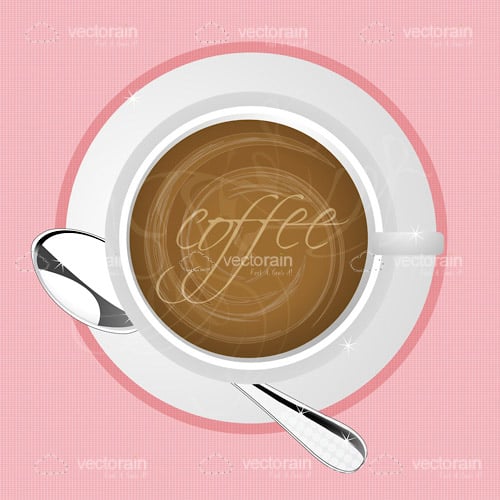 Coffee Cup From Above on Pink Background